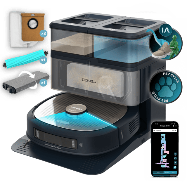 Conga Z100 X-Treme Robot aspirador especialista en fregado con tecnología AI LaserEye